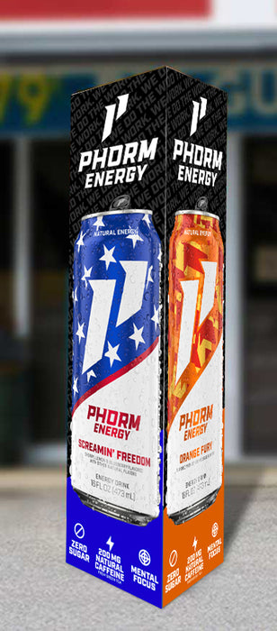 Phorm Energy Tri Brand Three Sided Bollard Sign