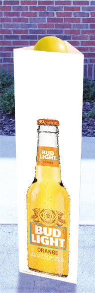 Bud Light Orange Bottle Three Sided Bollard Sign