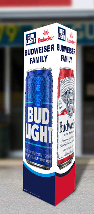 Bud/Bud Light Can Three Sided Bollard Sign