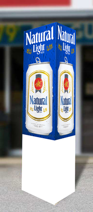 Natural Light Can Three Sided Bollard Sign
