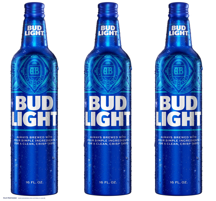 Bud Light Aluminum Bottle Three Sided Bollard Sign
