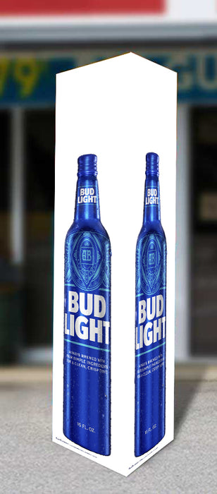 Bud Light Aluminum Bottle Three Sided Bollard Sign