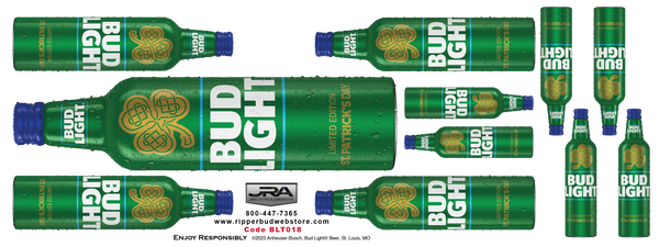 Bud Light St Patricks Day Aluminum Bottle Wall Graphic Sheet 18" x 48"