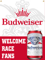 Budweiser Welcome Race Fans Banner 28" x 40"