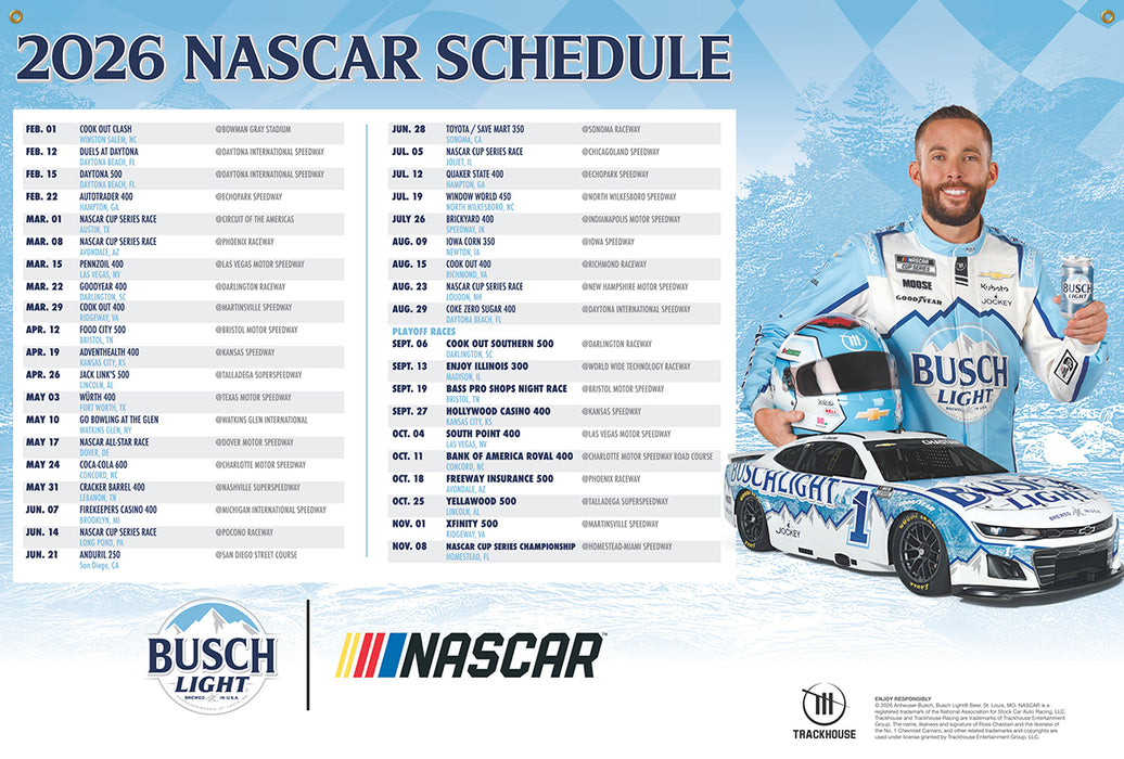 2026 Busch Light NASCAR Schedule 3' x 2' Banner