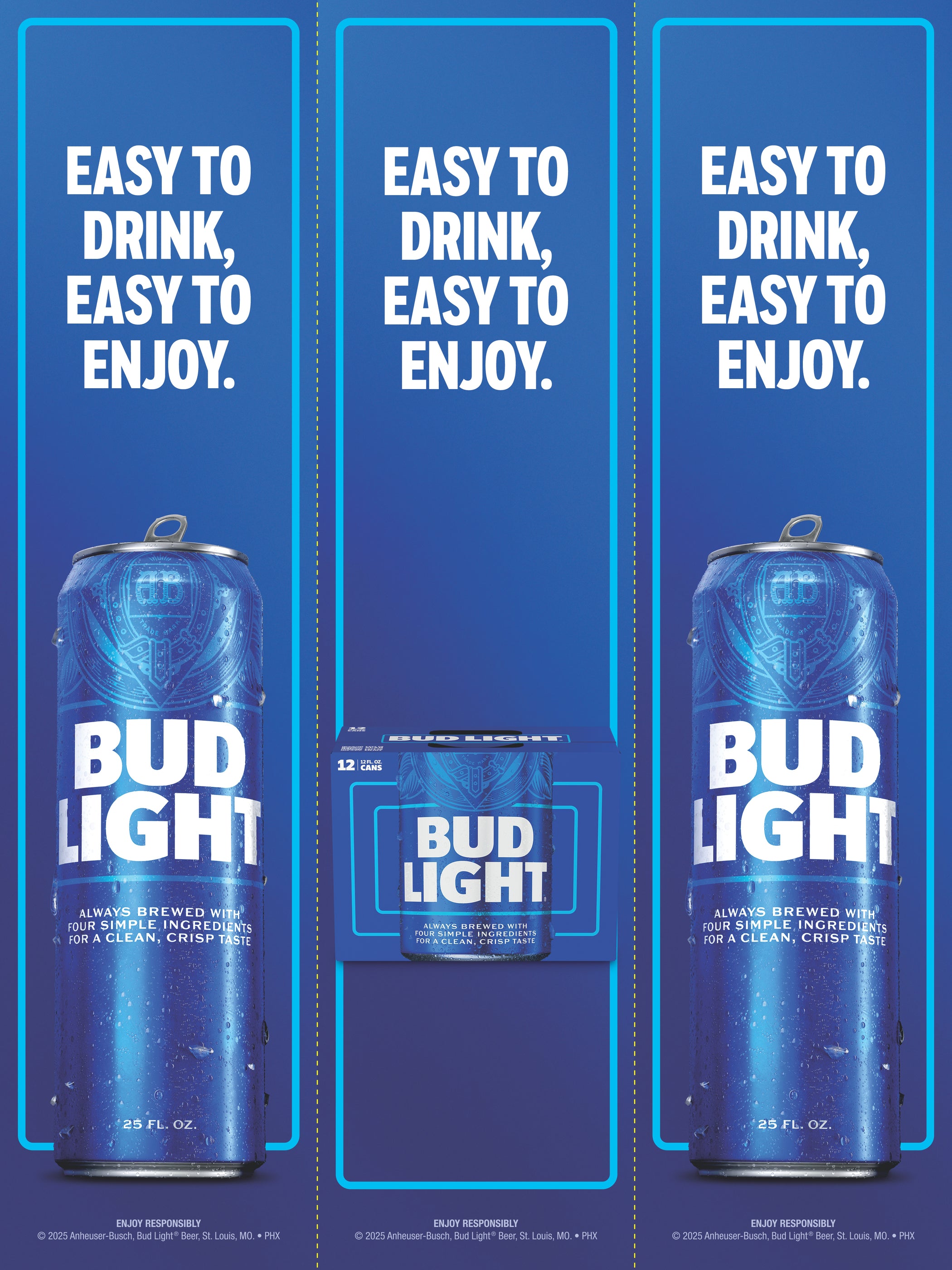 Bud Light Easy To Drink Three Sided Bollard Sign — Ripper Bud Web Store