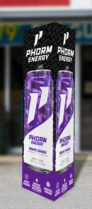 Phorm Energy Grape Smash Three Sided Bollard Sign
