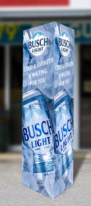 Busch Light Cold & Smooth Three Sided Bollard Sign