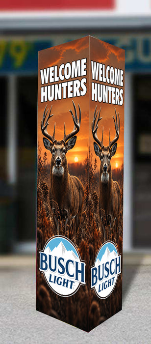 Busch Light Welcome Hunters Three Sided Bollard Sign