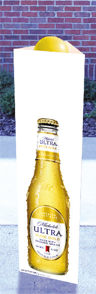 Michelob Ultra Pure Gold Bottle Three Sided Bollard Sign